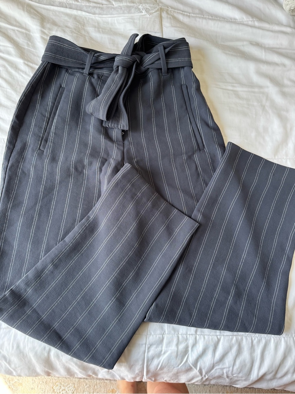 Wilfred Tie-Up Belted Pants Pinstriped